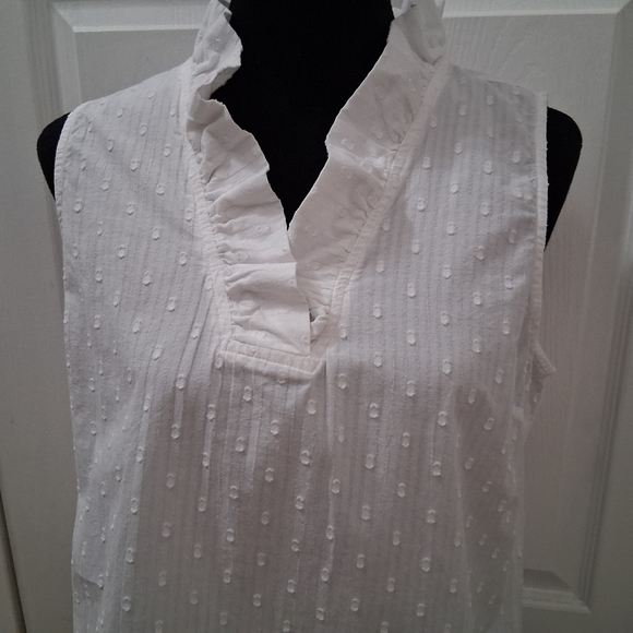 Crown & Ivy Swiss Dot Sleeveless Blouse     Size L - Picture 3 of 14